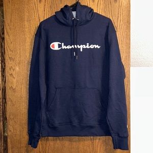 Men’s M, dark navy blue champion hoodie
